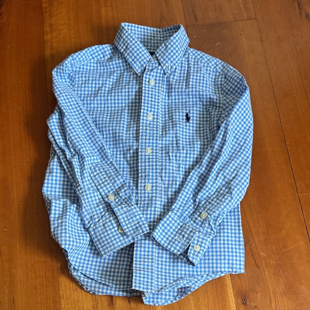 Ralph Lauren Kids Blue Gingham Button Down Shirt
